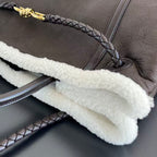 BV Andiamo Large Brown White Fur Leather