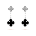 CLOVER DIAMOND AND ONYX EARRINGS