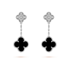 CLOVER DIAMOND AND ONYX EARRINGS