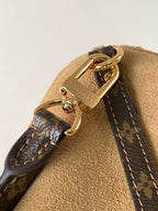 LV Express MM Bag 36cm Beige Suede Monogram Canvas GHW