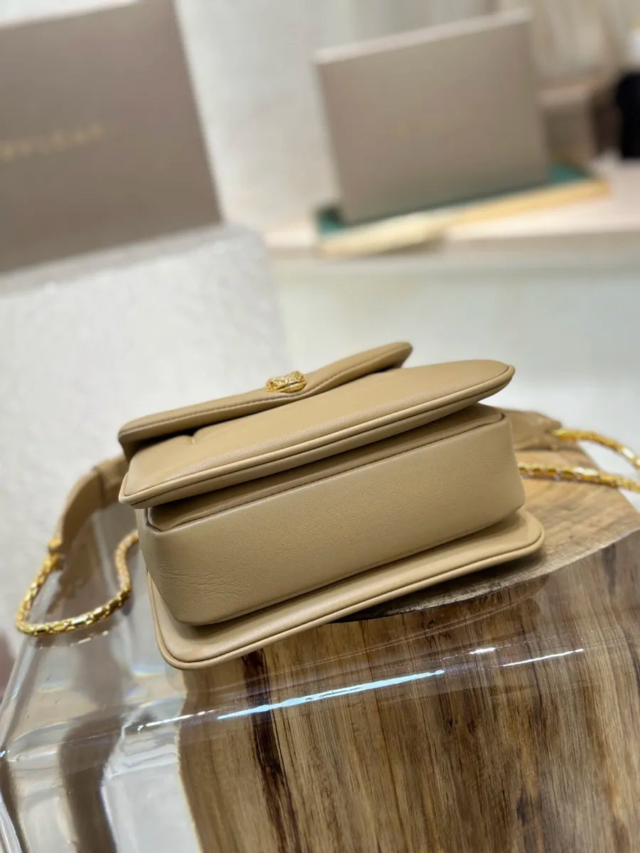 BVL Serpenti Reverse Top Handle 20cm Beige Calfskin GHW 188549