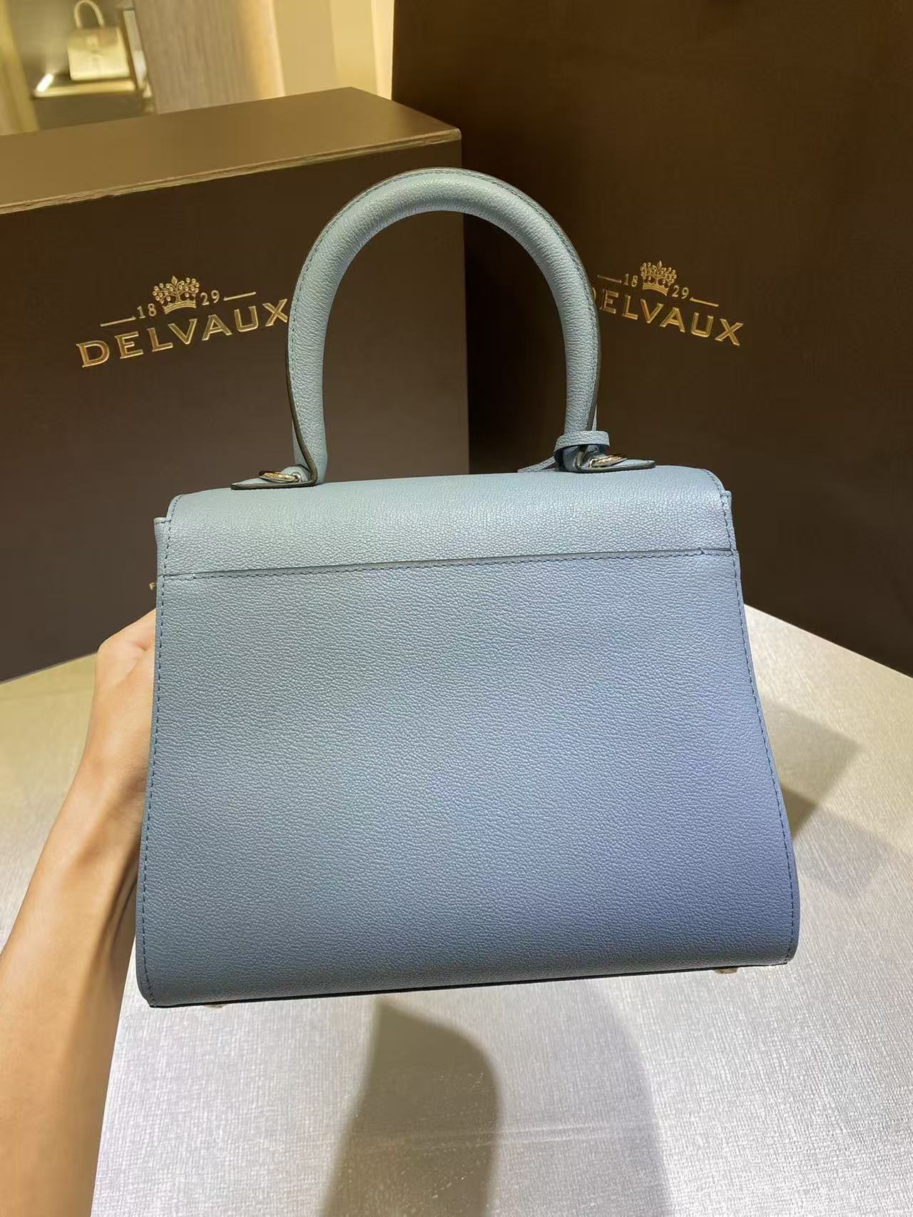 Delvaux Tempo Baby Blue in Grained Calfskin