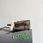 BV Andiamo Small  Brown White Fur Leather