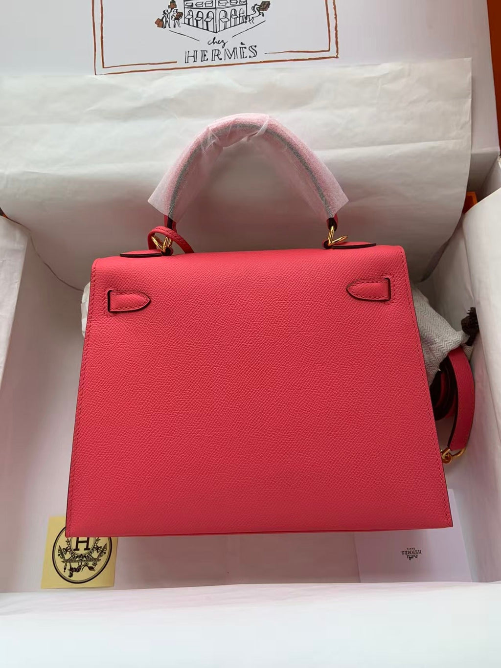 HM Kelly Sellier 25 Bag Rose Extreme Epsom Leather
