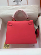 HM Kelly Sellier 25 Bag Rose Extreme Epsom Leather