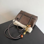 BV Andiamo Small  Brown White Fur Leather