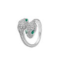 SERPENTI RING MALACHITE DIAMOND DOUBLE SNAKE