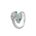 SERPENTI RING MALACHITE DIAMOND DOUBLE SNAKE