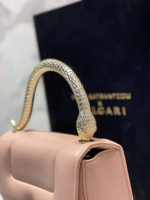 BVL Serpenti Mary Katrantzou Top Handle 19cm Pale Mauve Lambskin GHW 188684