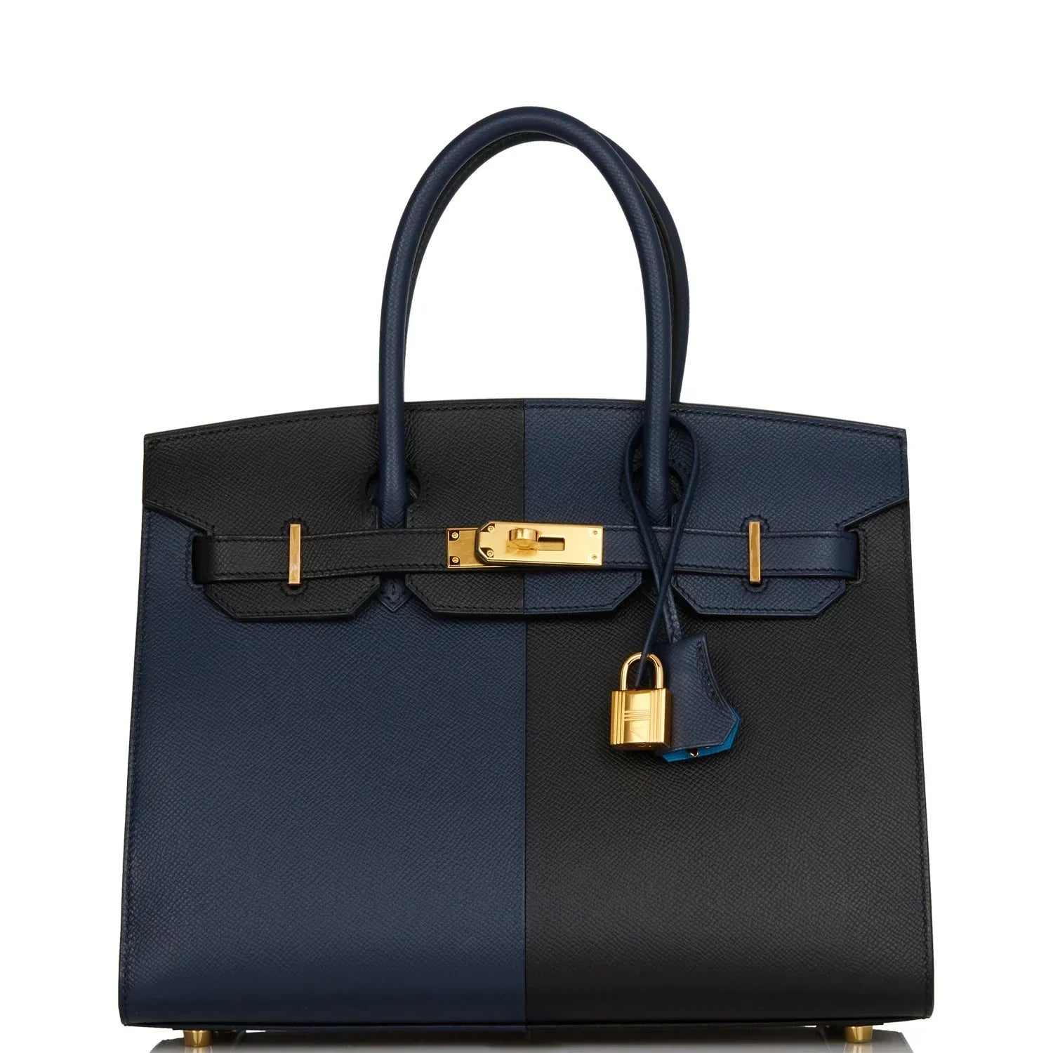 HM BIRKIN SELLIER CASAQUE 32cm BLACK AND BLUE TOGO LEATHER GOLD HARDWARE