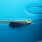 HM BIRKIN SELLIER CASAQUE 32cm BLACK AND BLUE TOGO LEATHER GOLD HARDWARE