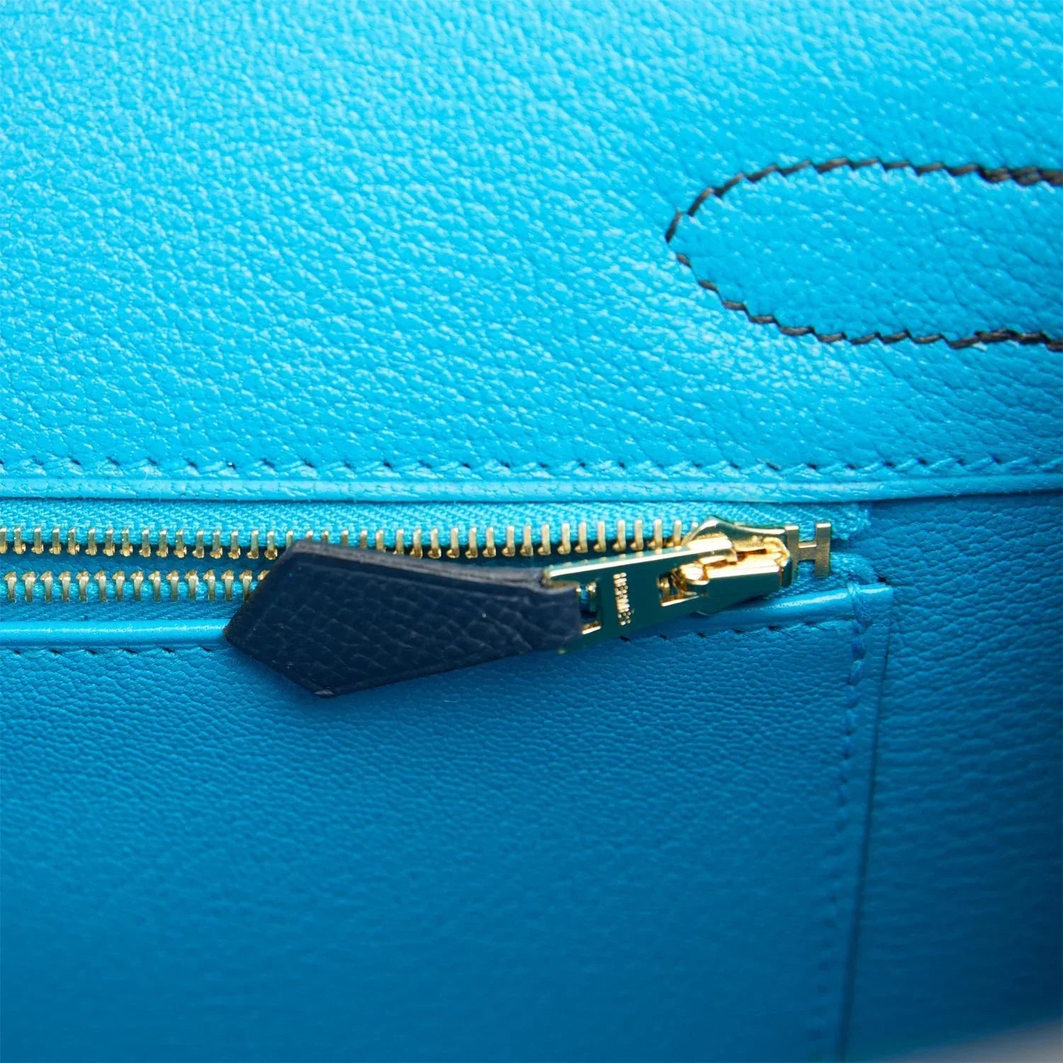 HM BIRKIN SELLIER CASAQUE 32cm BLACK AND BLUE TOGO LEATHER GOLD HARDWARE