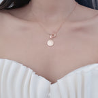 HM ROUND CARD SILVER PINK GOLD DROP NECKLACE