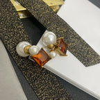 CD PEARL EARRINGS GOLD DIAMOND