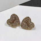CD HEART EARRINGS GOLD FULL DIAMOND
