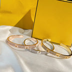 F BRACELET PINK GOLD DIAMOND CUFF