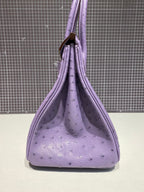 HM BIRKIN 30CM PURPLE OSTRICH LEATHER SILVER HARDWARE
