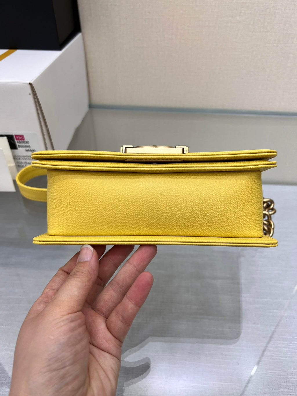 BOY BAG SMALL 20 YELLOW CAVIAR GOLD HARDWARE
