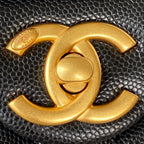19 Flap Bag 17 Black Caviar Gold Hardware