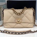 19 FLAP BAG CREAM GOATSKIN GOLD HARDWARE