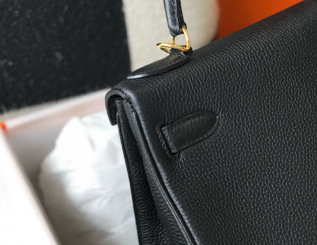 HM KELLY 28CM BLACK TOGO GOLD HARDWARE