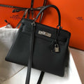 HM KELLY 28CM BLACK TOGO SILVER HARDWARE