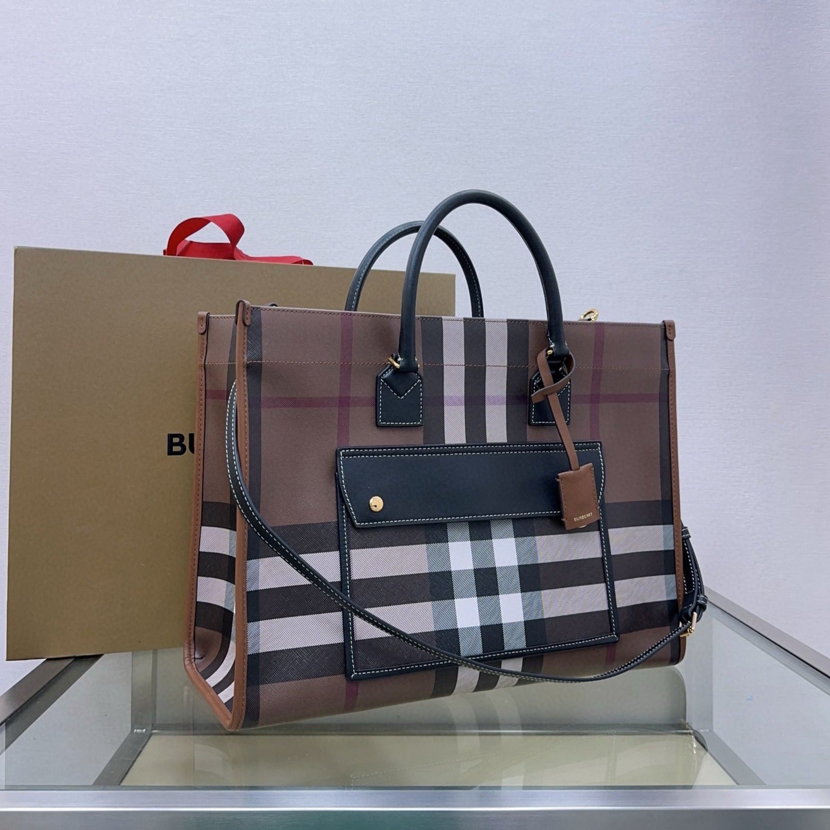 medium freya tote bag 40cm dark brown