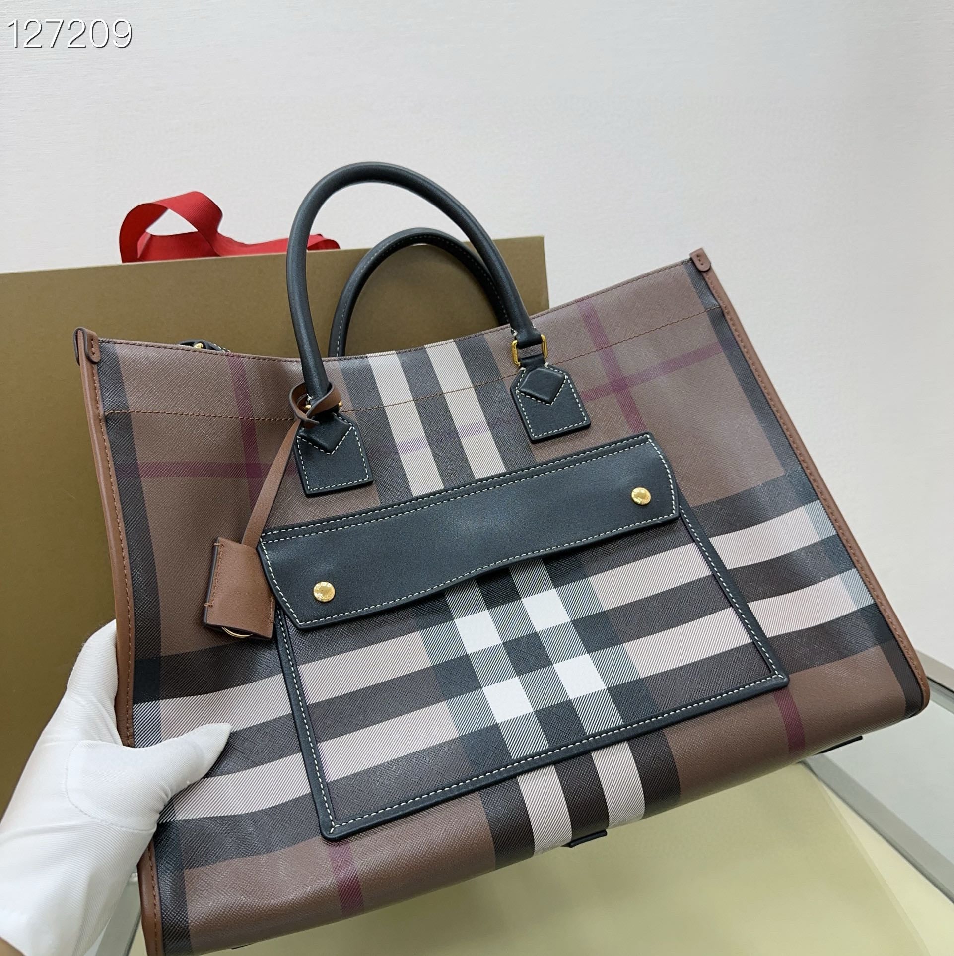 medium freya tote bag 40cm dark brown