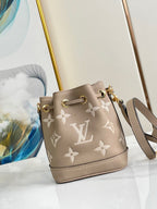 nano noe 13 grey bicolor grey monogram gold hardware