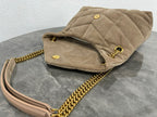 LOULOU PUFFER SMALL 29 LIGHT BROWN SUEDE GHW