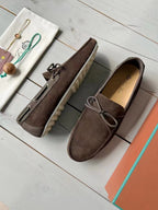 Loro Piana Suede Dot Sole Walk Loafers Brown