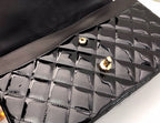 CLASSIC JUMBO FLAP BAG 30CM BLACK PATENT CALFSKIN GOLD HARDWARE