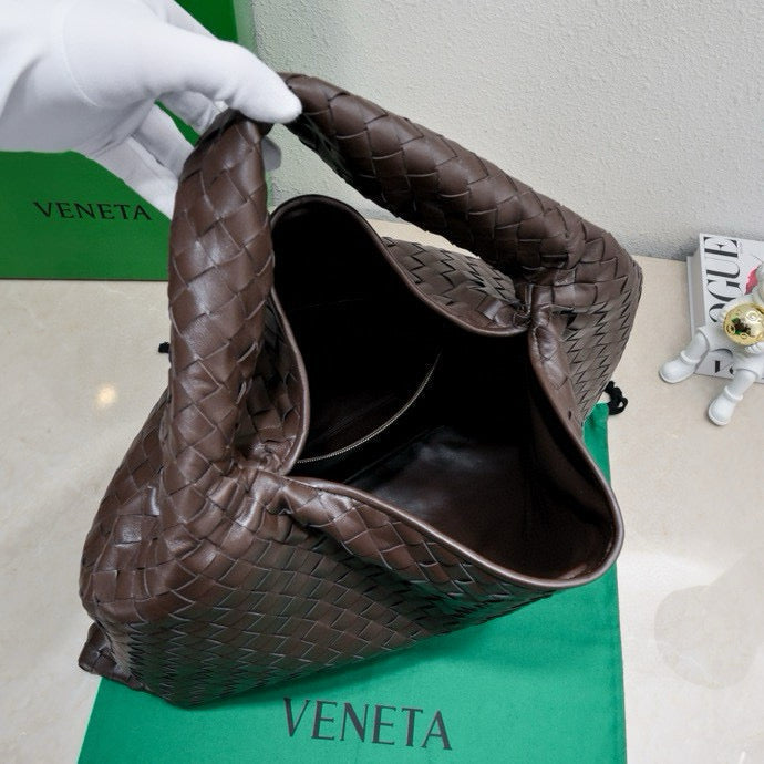 BV Large Intrecciato 54cm Hobo Bag Chocolate Calfskin