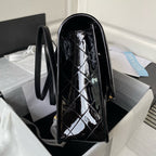 cc large backpack 31cm black patent calfskin gold hardware