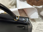HM KELLY 28CM BLACK BOXCALF GOLD HARDWARE
