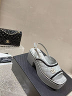 cc platform slingback sandal grey calfskin