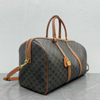 Large Travel Bag 50cm Triomphe Canvas Tan Calfskin