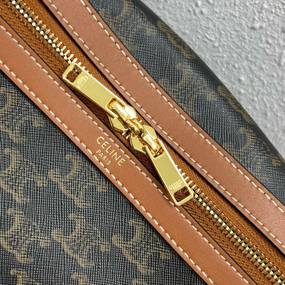 Large Travel Bag 50cm Triomphe Canvas Tan Calfskin