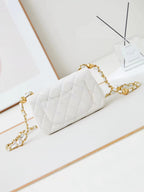CC 24F Flap Bag White Lambskin Pearl Gold Hardware