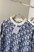 CD Oblique Sweater White Blue Wool