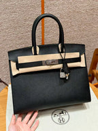 HM BIRKIN SELLIER BLACK EPSOM LEATHER SILVER HARDWARE