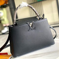 Capucines Bag Black Calfskin Leather Snake Top Handle Best Version