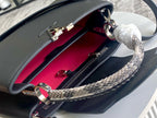 Capucines Bag Black Calfskin Leather Snake Top Handle Best Version