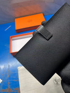 HM Black Epsom Bearn 17,5 Gusset Wallet gold hardware