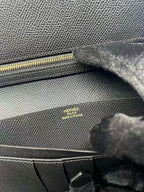 HM Black Epsom Bearn 17,5 Gusset Wallet gold hardware