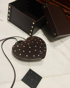 Le Coeur 21cm Burgundy Suede Shouder Bag