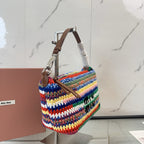 Miumiu Rainbow Woven Bag 21cm Super Heavy Cottton Handmade