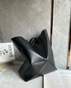 LOEW PUZZLE FOLD TOTE IBLACK SHINY CALFSKIN