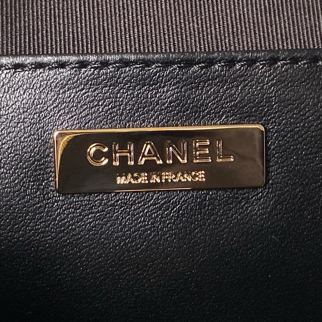 24C Star Bag 22.5cm Black Calfskin Gold Hardware