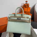 HM BIRKIN 25CM VERT FIZZ EPSOM LEATHER SILVER HARDWARE